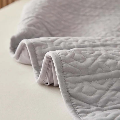 Anyhouz Mattress Cover Gray Twin Size Pure Cotton Soft Quilted Bed Sheet Anti-bacterial Protector Cover-Mattress Protectors-PEROZ Accessories