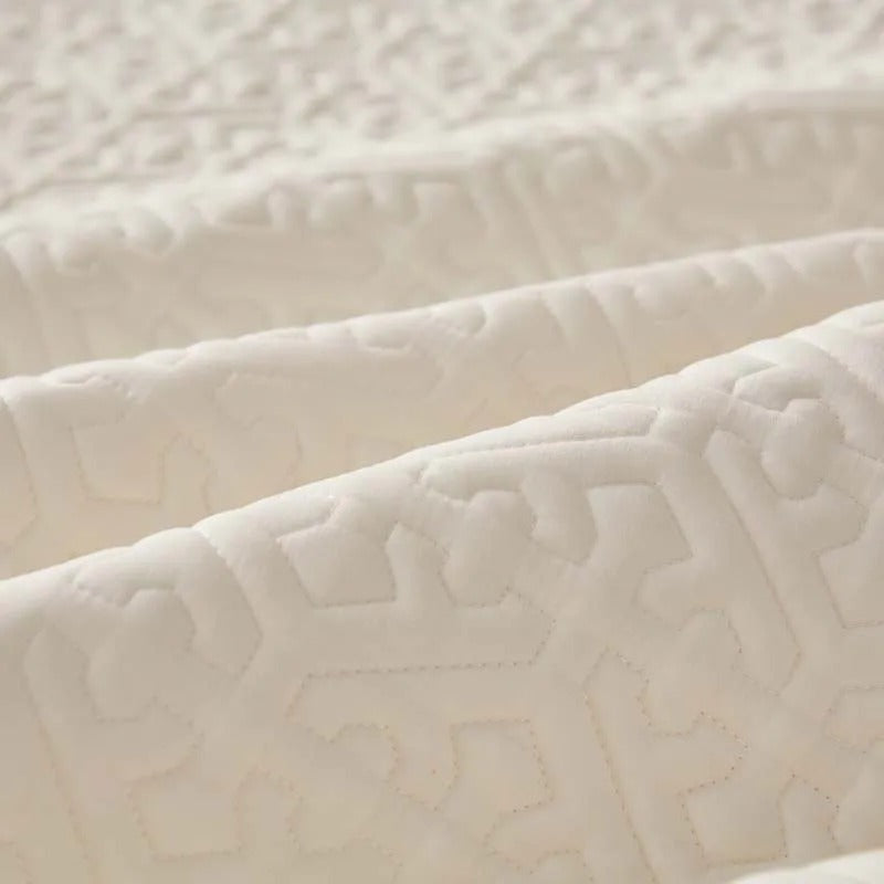 Anyhouz Mattress Cover Beige Twin Size Pure Cotton Soft Quilted Bed Sheet Anti-bacterial Protector Cover-Mattress Protectors-PEROZ Accessories