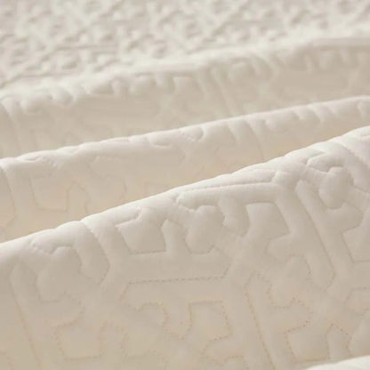 Anyhouz Mattress Cover Beige Twin Size Pure Cotton Soft Quilted Bed Sheet Anti-bacterial Protector Cover-Mattress Protectors-PEROZ Accessories