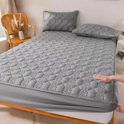 Anyhouz Mattress Cover Leaf Gray Double Size Waterproof Quilted Fitted Bed Sheet-Bed Sheets-PEROZ Accessories