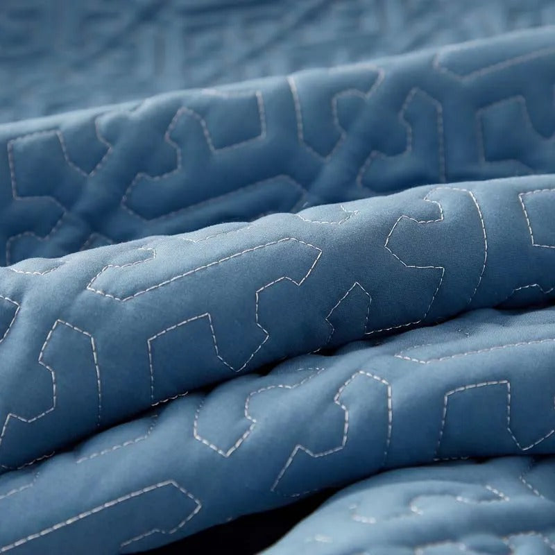 Anyhouz Mattress Cover Blue 140x200cm Pure Cotton Soft Quilted Bed Sheet Anti-bacterial Protector Cover-Mattress Protectors-PEROZ Accessories