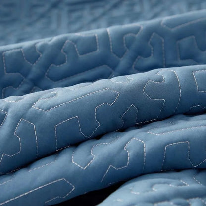 Anyhouz Mattress Cover Blue 140x200cm Pure Cotton Soft Quilted Bed Sheet Anti-bacterial Protector Cover-Mattress Protectors-PEROZ Accessories