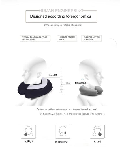 Anypack Neck Pillow Brown Cervical Spine U-Shaped Comfortable Sleep Headrest-Neck Pillow-PEROZ Accessories