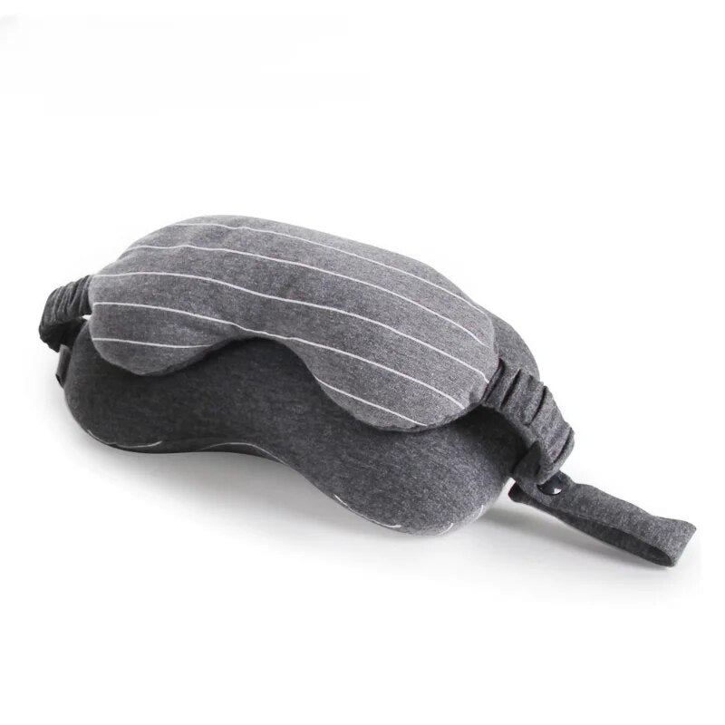 Anypack Travel Neck Pillow with Eye Mask Dark Gray Portable 2 in 1 Comfortable Sleep Headrest-Neck Pillow-PEROZ Accessories