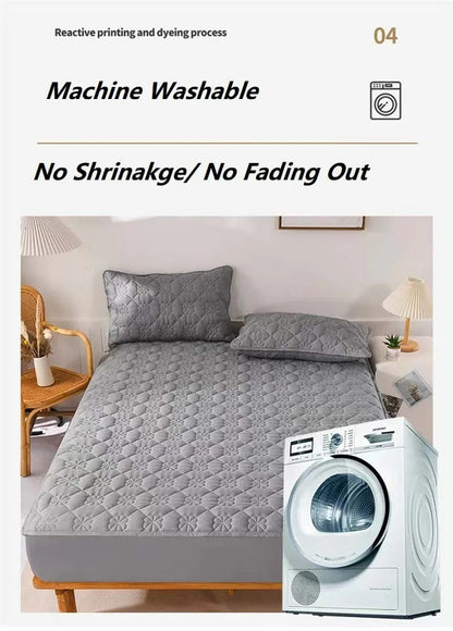 Anyhouz Mattress Cover Gray King Size Waterproof Quilted Fitted Bed Sheet-Bed Sheets-PEROZ Accessories