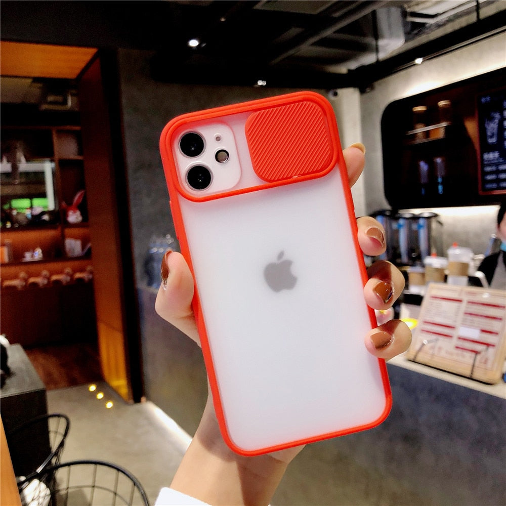 Anymob iPhone Case Red Transparent Matte Slide Push Pull Window Camera Protection Cover-Mobile Phone Cases-PEROZ Accessories