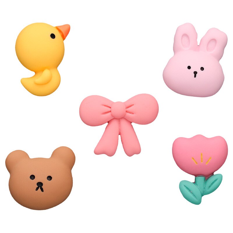 Anykidz 5pcs Yellow Bird &amp; Brown Bear Design Shoe Charm Accessories Jeans Clogs Pendant Pin Designer Ornament Jibbitz for Crocs-Shoe Charms-PEROZ Accessories