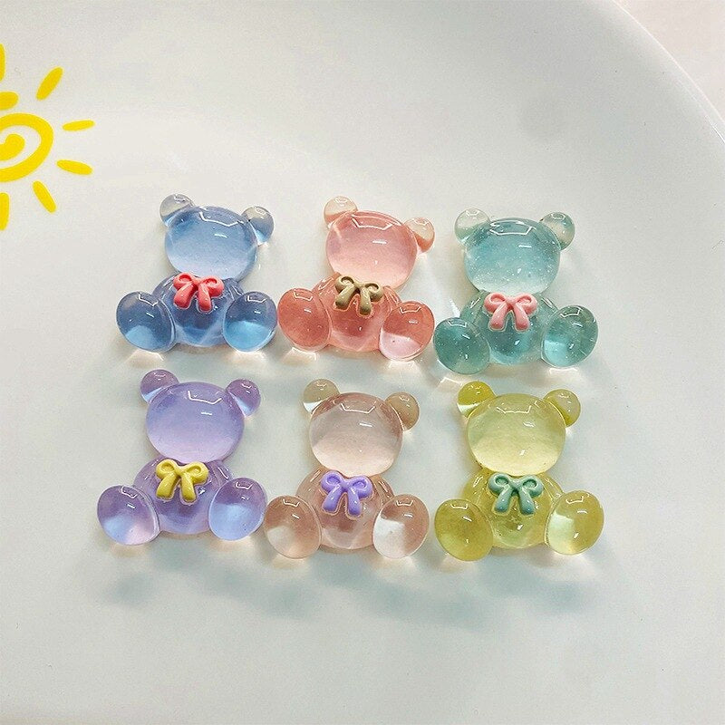 Anykidz 6pcs Crystal Sitting Bear Design Shoe Charm Accessories Jeans Clogs Pendant Pin Designer Ornament Jibbitz for Crocs-Shoe Charms-PEROZ Accessories