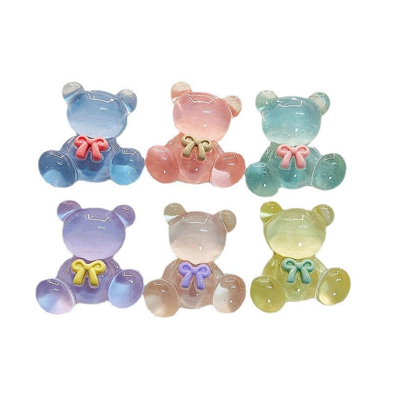 Anykidz 6pcs Crystal Sitting Bear Design Shoe Charm Accessories Jeans Clogs Pendant Pin Designer Ornament Jibbitz for Crocs-Shoe Charms-PEROZ Accessories