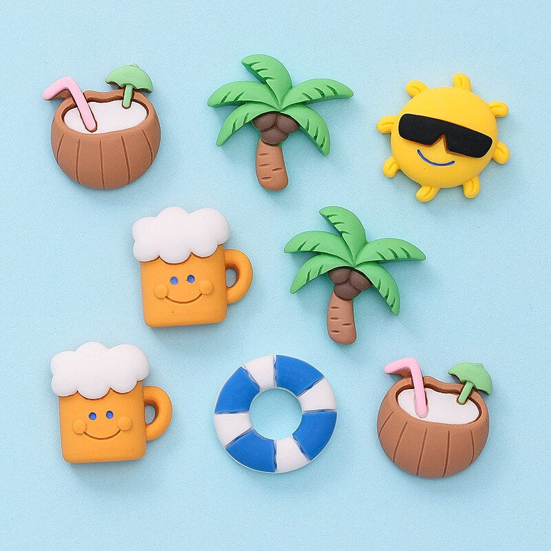 Anykidz 5pcs Beach Holiday Design Shoe Charm Accessories Jeans Clogs Pendant Pin Designer Ornament Jibbitz for Crocs-Shoe Charms-PEROZ Accessories