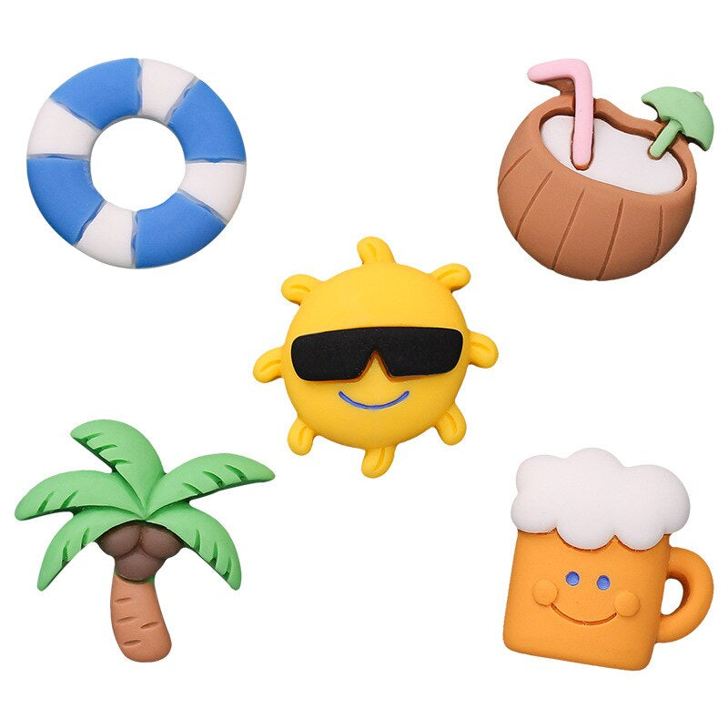 Anykidz 5pcs Beach Holiday Design Shoe Charm Accessories Jeans Clogs Pendant Pin Designer Ornament Jibbitz for Crocs-Shoe Charms-PEROZ Accessories