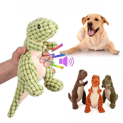 AnyWags Dog Toy Green Dinosaur Squeaky Plush Interactive Chew Boredom Buster Stuffing Pet Supplies-Pet Toys-PEROZ Accessories