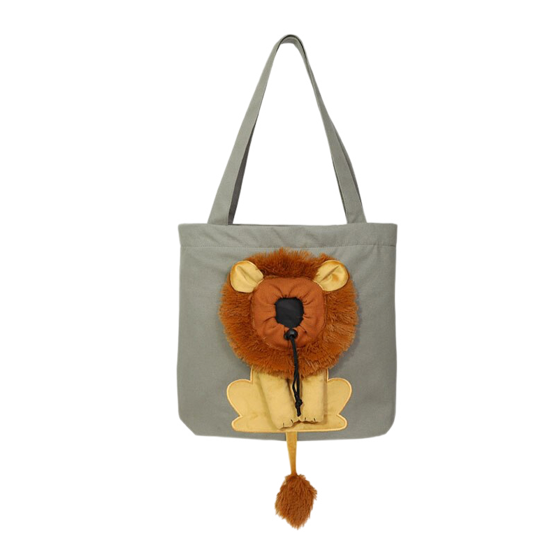 AnyWags Cat Handbag 40cm Dark Gray 3D Lion Soft Collar Pets Carrier Luggage Small Dog Travel Tote Bag With Pet Canvas-Pet Supplies-PEROZ Accessories