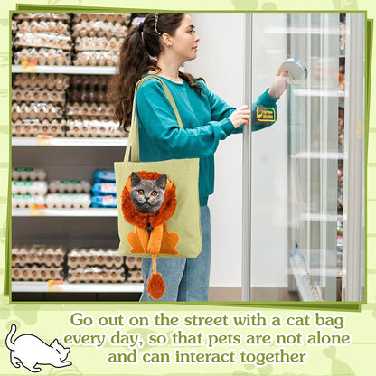 AnyWags Cat Handbag 40cm Light Green 3D Lion Soft Collar Pets Carrier Luggage Small Dog Travel Tote Bag With Pet Canvas-Pet Supplies-PEROZ Accessories