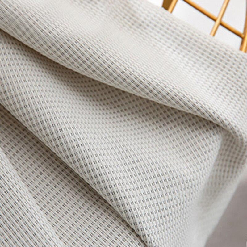 Anyhouz 250cm Curtain Beige Modern Waffle Plaid for Living Room Bedroom Dining Balcony Luxury Window Drapes-Curtains &amp; Drapes-PEROZ Accessories