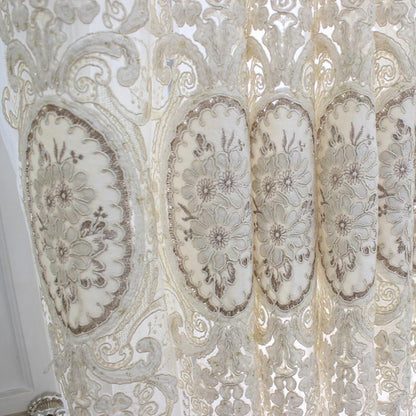 Anyhouz 400cm Curtain White Style Flower Indoor Decorative Window Sheer Curtain For Living Room Bedroom Home Decor-Curtains &amp; Drapes-PEROZ Accessories