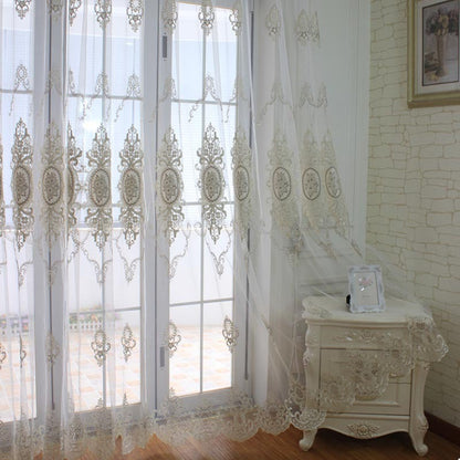 Anyhouz 250cm Curtain White Style Flower Indoor Decorative Window Sheer Curtain For Living Room Bedroom Home Decor-Curtains &amp; Drapes-PEROZ Accessories