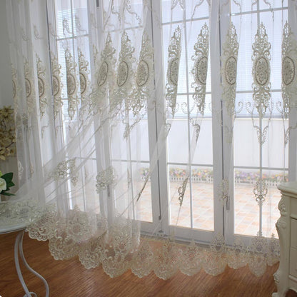 Anyhouz 250cm Curtain White Style Flower Indoor Decorative Window Sheer Curtain For Living Room Bedroom Home Decor-Curtains &amp; Drapes-PEROZ Accessories