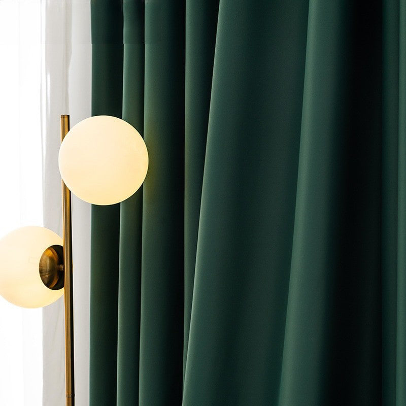 Anyhouz Curtain 100cm Dark Green Modern Blackout Curtains for Living Room Bedroom Window Treatments Sound Proof Curtains Drapes-Curtains &amp; Drapes-PEROZ Accessories