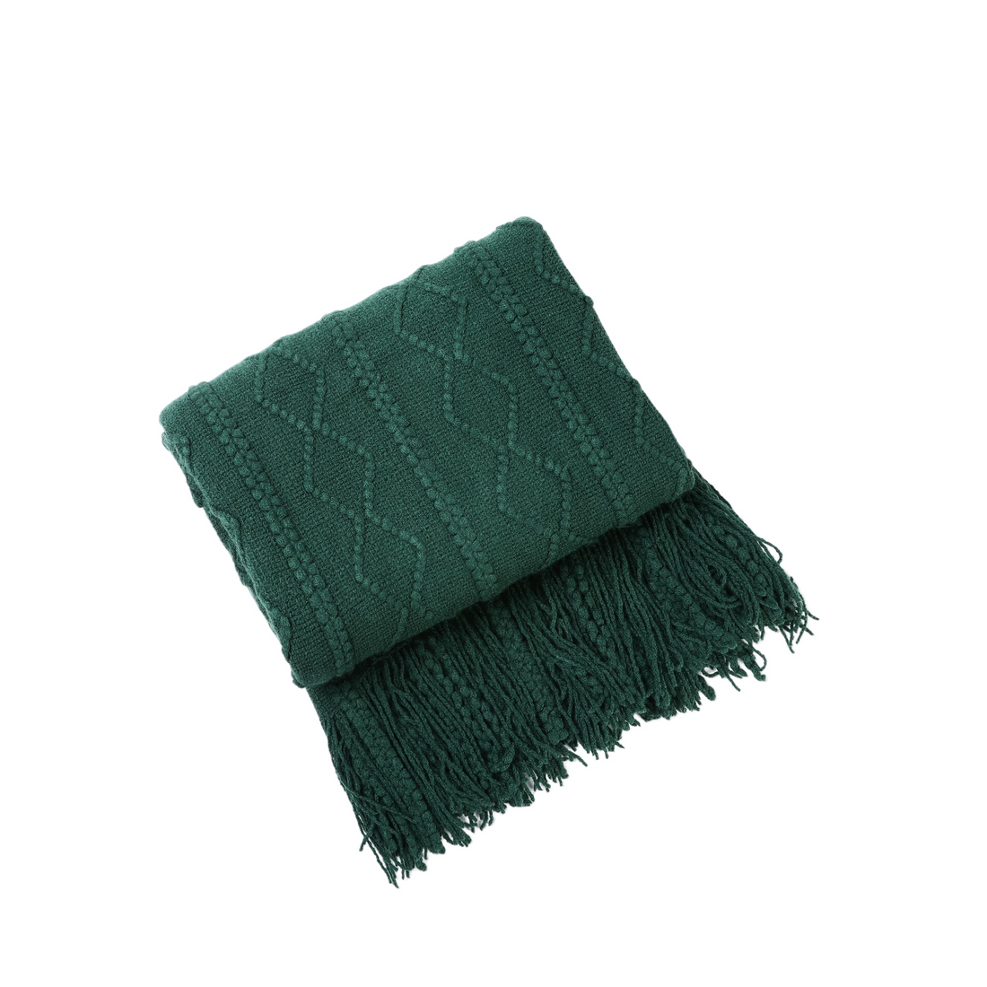 Anyhouz Green Throw Blanket Faux Cashmere Sofa Cover Vertical Bar Diamond Knit Plaid Tassels Blanket for Spring Summer 130*180cm-Blankets-PEROZ Accessories