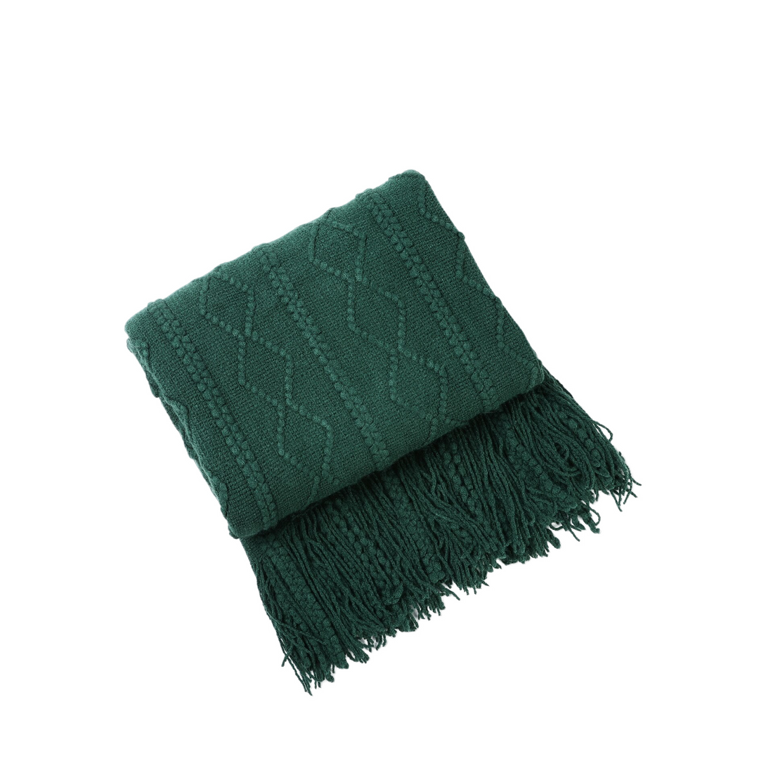 Anyhouz Green Throw Blanket Faux Cashmere Sofa Cover Vertical Bar Diamond Knit Plaid Tassels Blanket for Spring Summer 130*230cm-Blankets-PEROZ Accessories