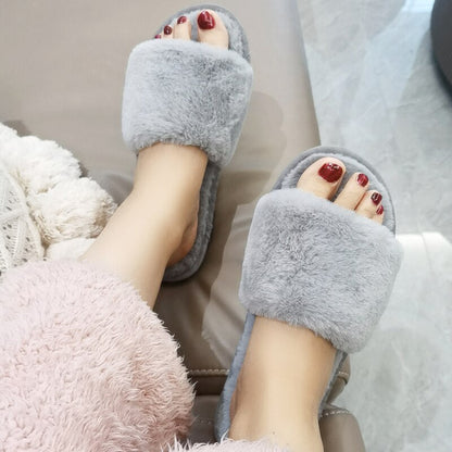 AnyStep Plush Slipper One Size 7-8 Basic Grey Warm Winter Comfortable Home Fluffy Indoor Slip On-Slipper Chairs-PEROZ Accessories