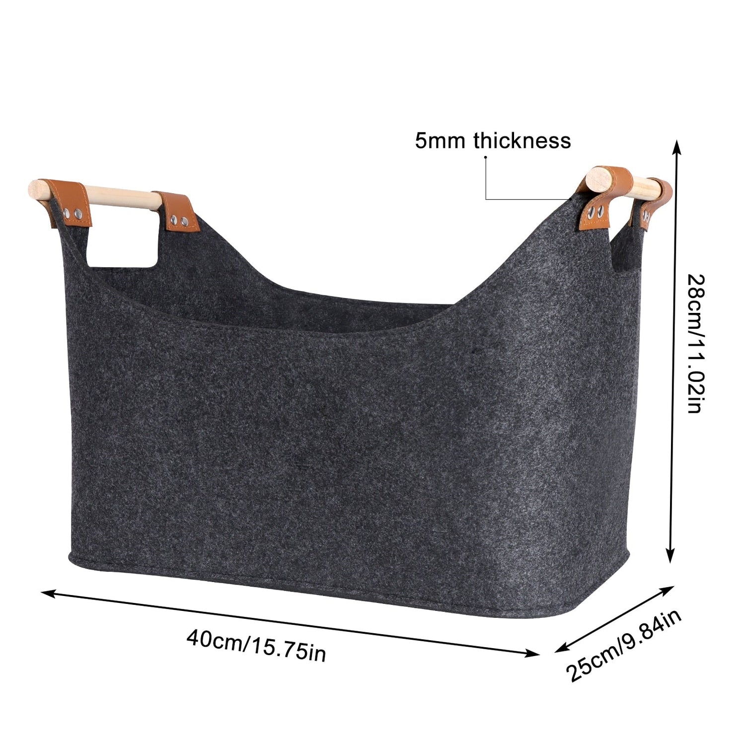 Anyhouz Storage Bag Gray Basket Fire Wood Fruit Vegetable Flower Plant Organizing Rack Container-Exercise &amp; Fitness-PEROZ Accessories
