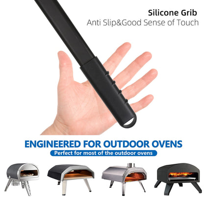 Anygleam Pizza Shovel 30 cm x 110cm Dark Grey for Perforated Peel with Metal Handle Oven Turning Baking Accessory-Spatula and Shovel-PEROZ Accessories
