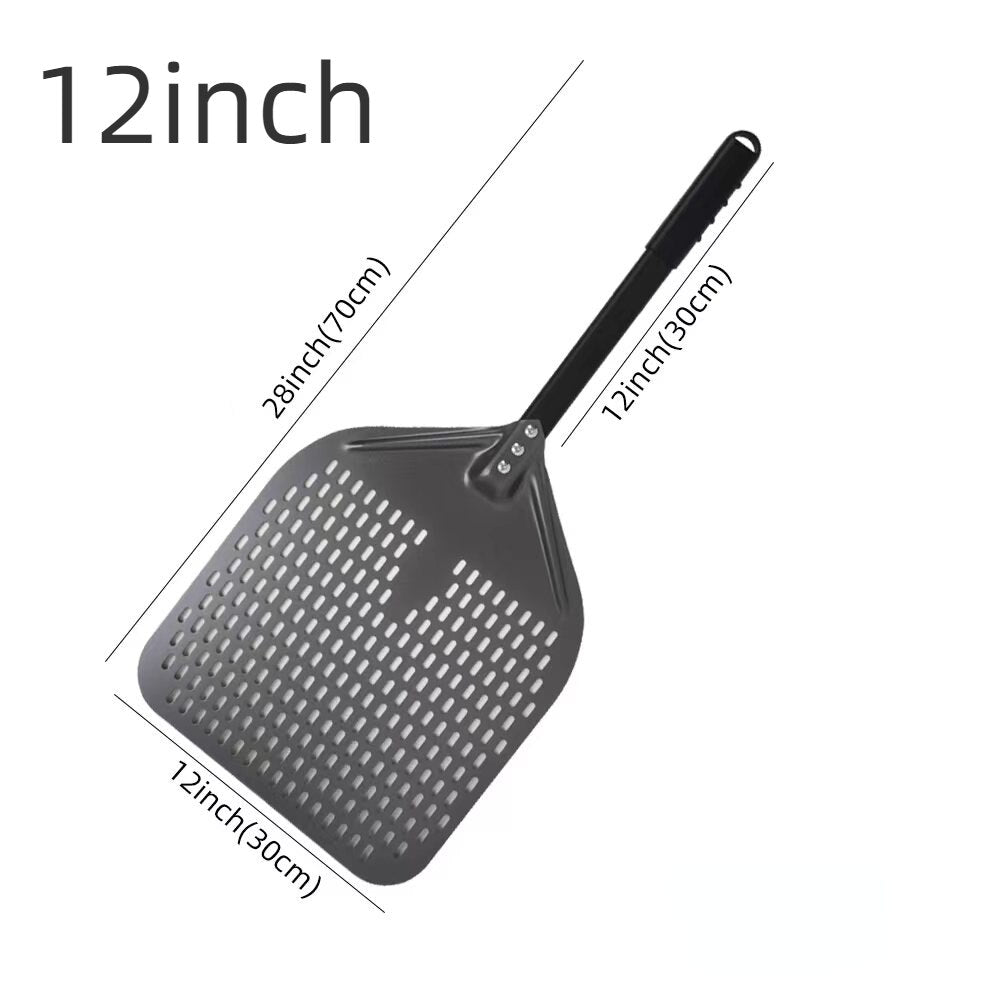 Anygleam Pizza Shovel 30 cm x 70cm Dark Grey for Perforated Peel with Metal Handle Oven Turning Baking Accessory-Spatula and Shovel-PEROZ Accessories