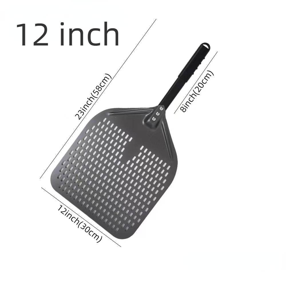 Anygleam Pizza Shovel 30 cm x 58cm Dark Grey for Perforated Peel with Metal Handle Oven Turning Baking Accessory-Spatula and Shovel-PEROZ Accessories