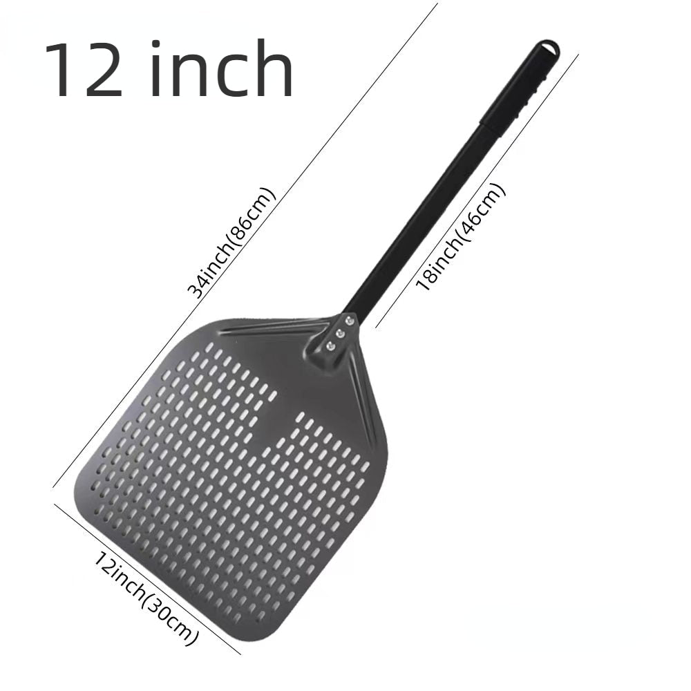 Anygleam Pizza Shovel 30 cm x 86cm Dark Grey for Perforated Peel with Metal Handle Oven Turning Baking Accessory-Spatula and Shovel-PEROZ Accessories