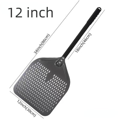 Anygleam Pizza Shovel 30 cm x 86cm Dark Grey for Perforated Peel with Metal Handle Oven Turning Baking Accessory-Spatula and Shovel-PEROZ Accessories