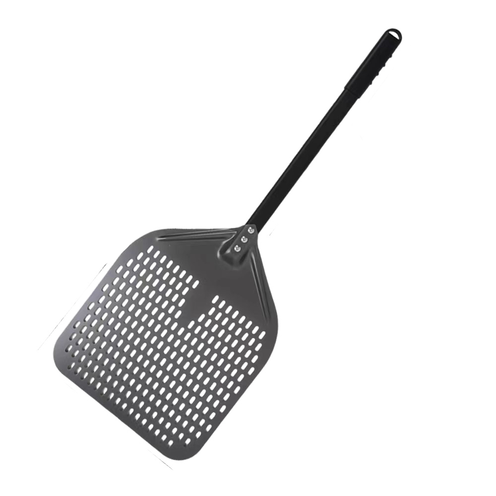 Anygleam Pizza Shovel 30 cm x 86cm Dark Grey for Perforated Peel with Metal Handle Oven Turning Baking Accessory-Spatula and Shovel-PEROZ Accessories