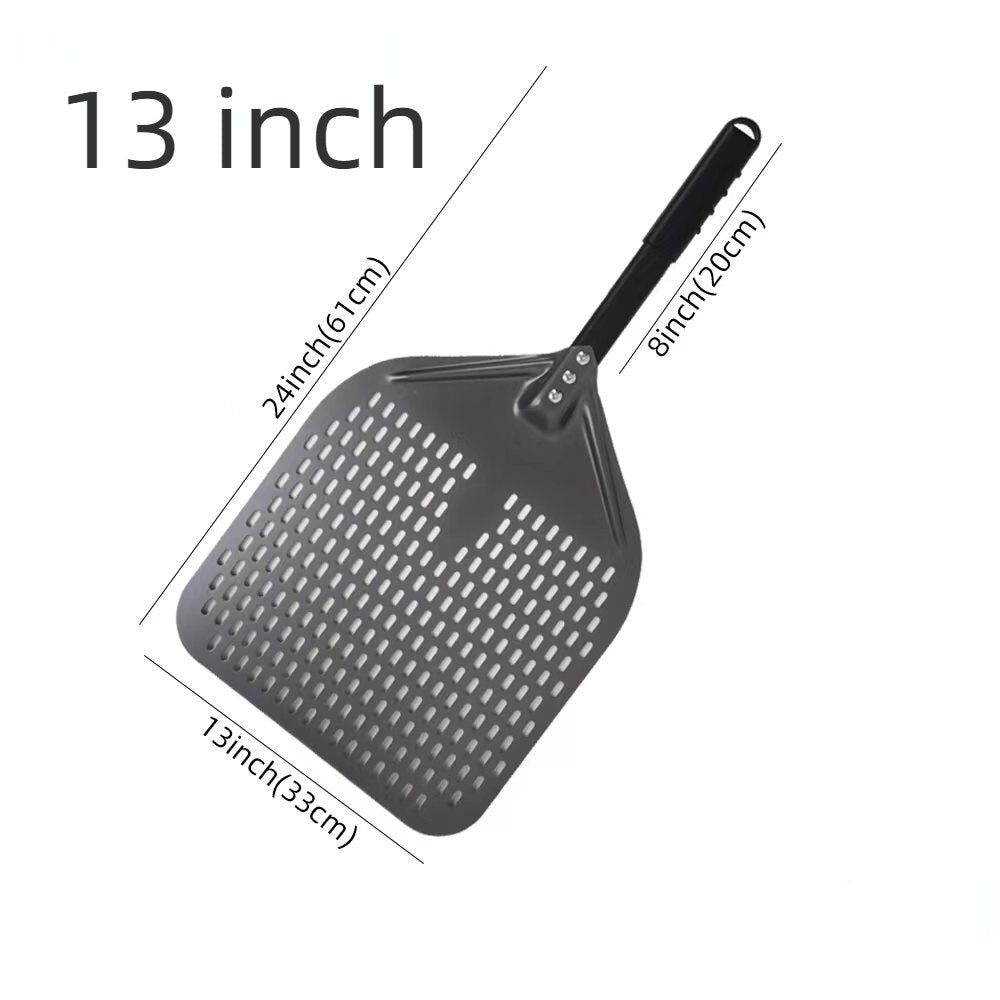 Anygleam Pizza Shovel 33 cm x 61cm Dark Grey for Perforated Peel with Metal Handle Oven Turning Baking Accessory-Spatula and Shovel-PEROZ Accessories