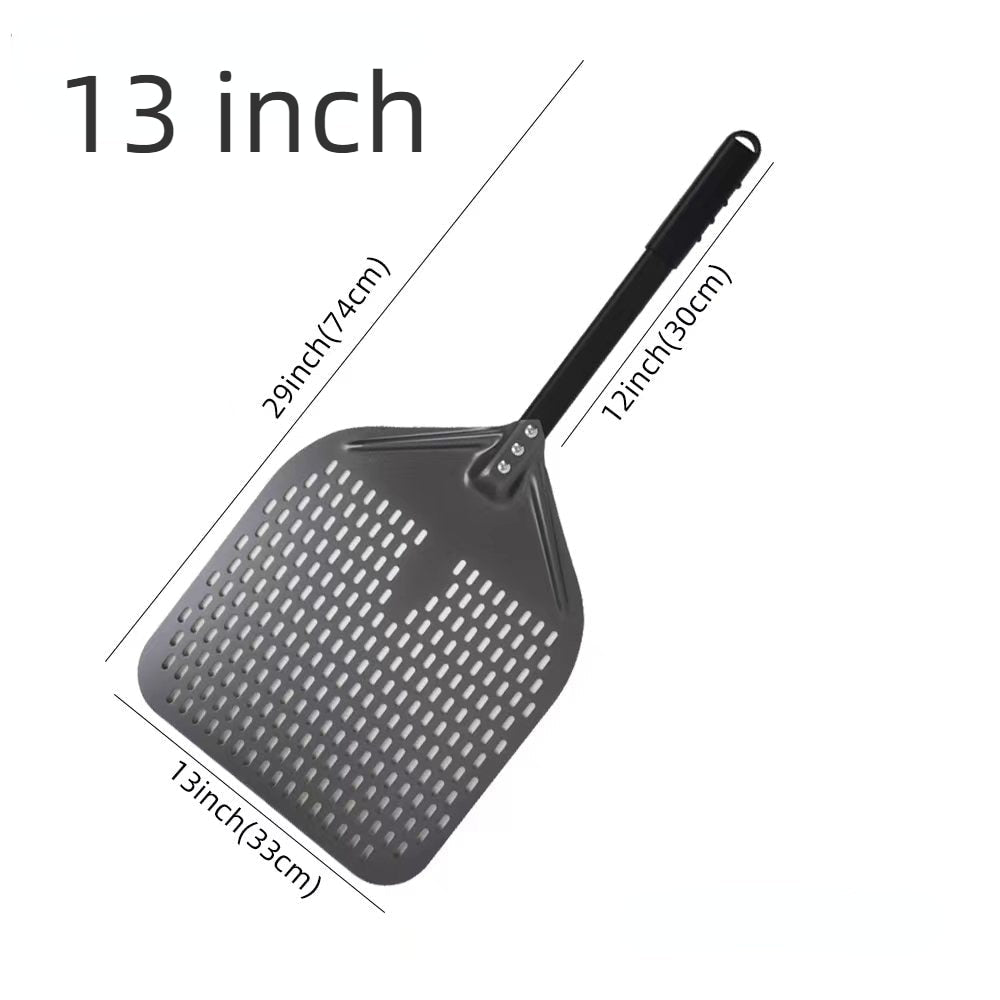 Anygleam Pizza Shovel 33 cm x 74cm Dark Grey for Perforated Peel with Metal Handle Oven Turning Baking Accessory-Spatula and Shovel-PEROZ Accessories