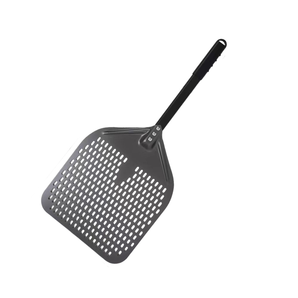 Anygleam Pizza Shovel 33 cm x 74cm Dark Grey for Perforated Peel with Metal Handle Oven Turning Baking Accessory-Spatula and Shovel-PEROZ Accessories
