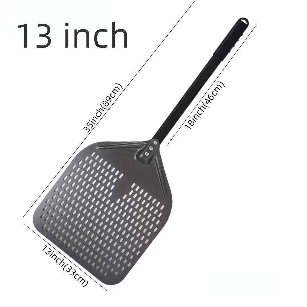 Anygleam Pizza Shovel 33 cm x 89cm Dark Grey for Perforated Peel with Metal Handle Oven Turning Baking Accessory-Spatula and Shovel-PEROZ Accessories