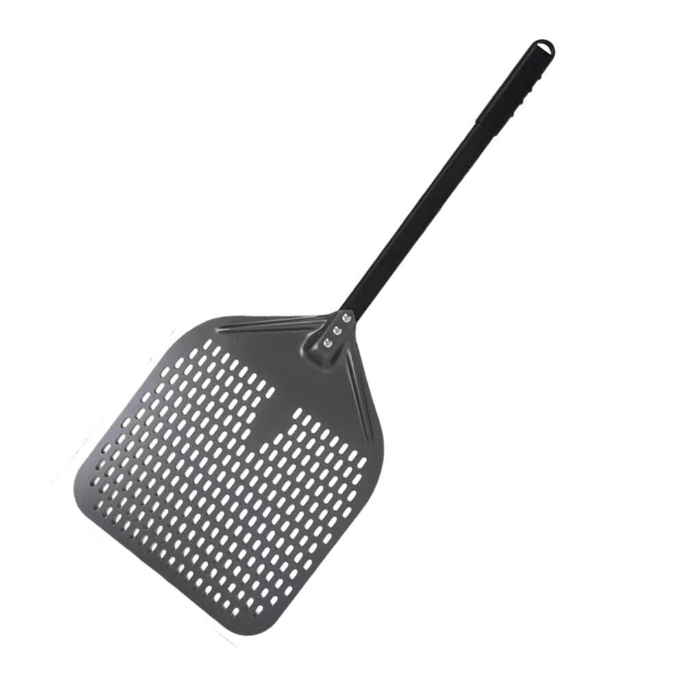 Anygleam Pizza Shovel 33 cm x 89cm Dark Grey for Perforated Peel with Metal Handle Oven Turning Baking Accessory-Spatula and Shovel-PEROZ Accessories