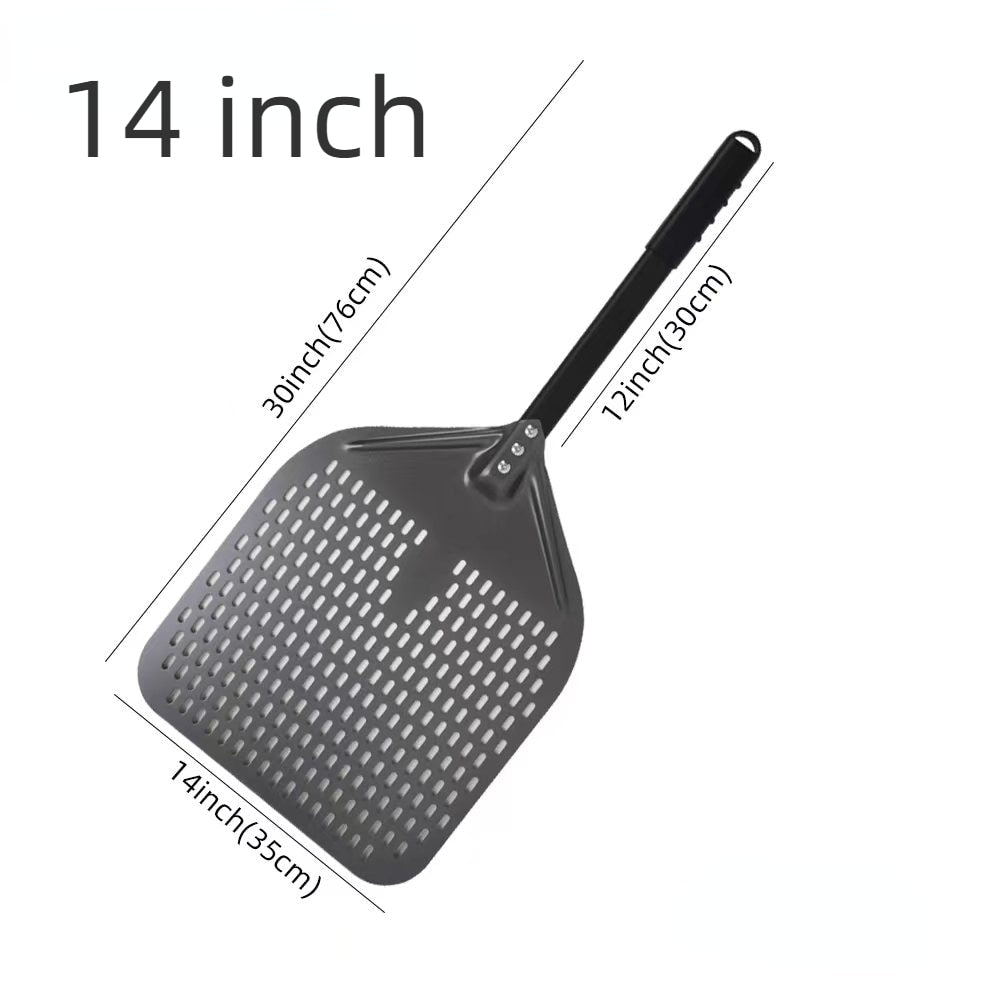 Anygleam Pizza Shovel 35 cm x 76cm Dark Grey for Perforated Peel with Metal Handle Oven Turning Baking Accessory-Spatula and Shovel-PEROZ Accessories