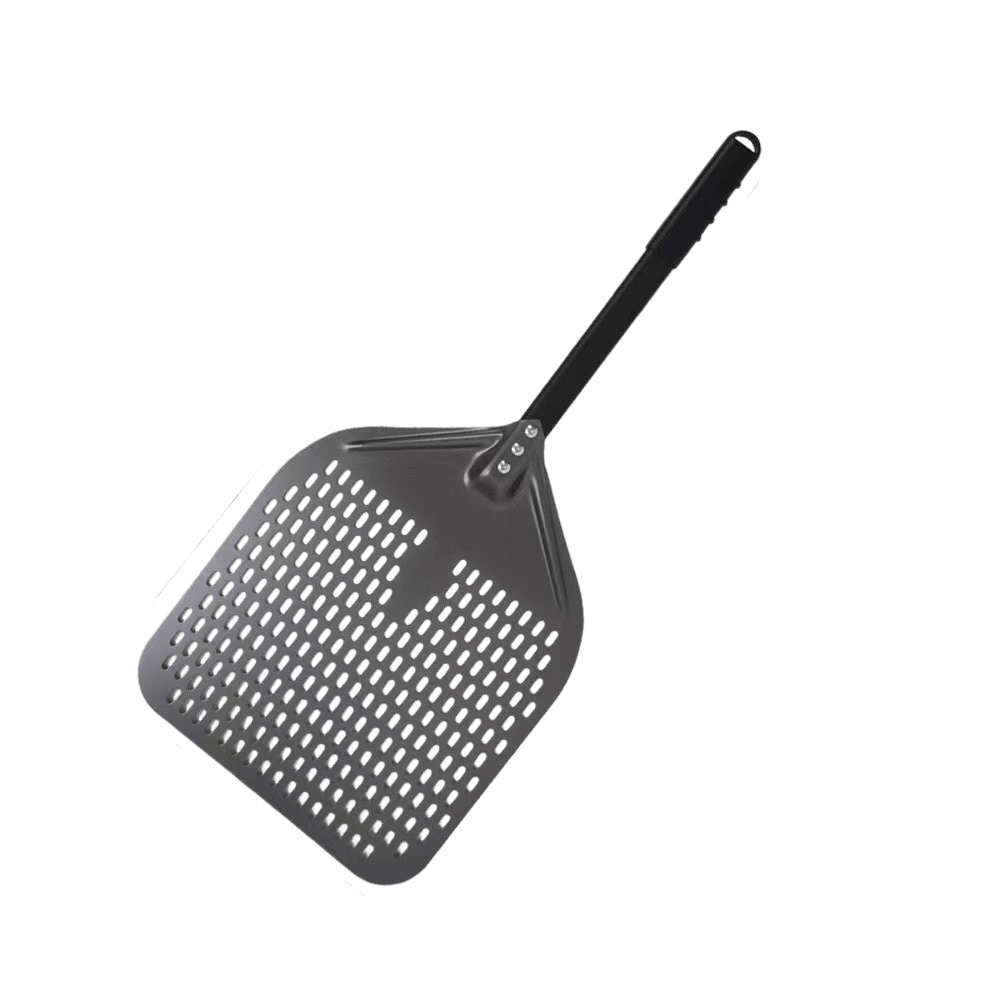 Anygleam Pizza Shovel 35 cm x 76cm Dark Grey for Perforated Peel with Metal Handle Oven Turning Baking Accessory-Spatula and Shovel-PEROZ Accessories