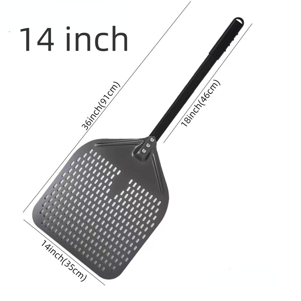 Anygleam Pizza Shovel 35 cm x 91cm Dark Grey for Perforated Peel with Metal Handle Oven Turning Baking Accessory-Spatula and Shovel-PEROZ Accessories
