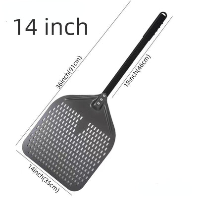 Anygleam Pizza Shovel 35 cm x 91cm Dark Grey for Perforated Peel with Metal Handle Oven Turning Baking Accessory-Spatula and Shovel-PEROZ Accessories