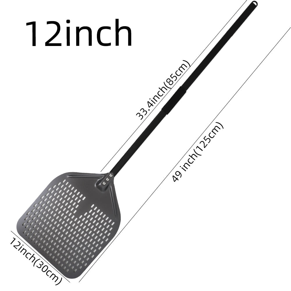 Anygleam Pizza Shovel 30 cm x 125cm Dark Grey for Perforated Peel with Metal Handle Oven Turning Baking Accessory-Spatula and Shovel-PEROZ Accessories