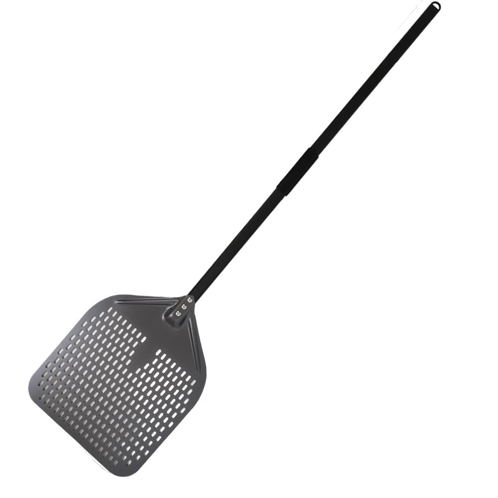 Anygleam Pizza Shovel 33 cm x 129cm Dark Grey for Perforated Peel with Metal Handle Oven Turning Baking Accessory-Spatula and Shovel-PEROZ Accessories