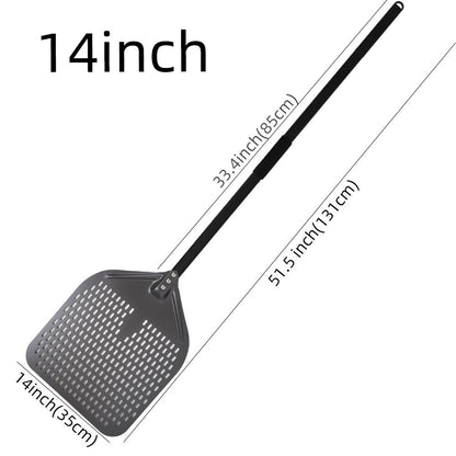 Anygleam Pizza Shovel 35 cm x 1100cm Dark Grey for Perforated Peel with Metal Handle Oven Turning Baking Accessory-Spatula and Shovel-PEROZ Accessories