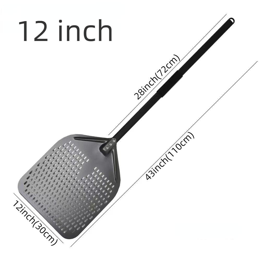 Anygleam Pizza Shovel 30 cm x 110cm Dark Grey for Perforated Peel with Metal Handle Oven Turning Baking Accessory-Spatula and Shovel-PEROZ Accessories