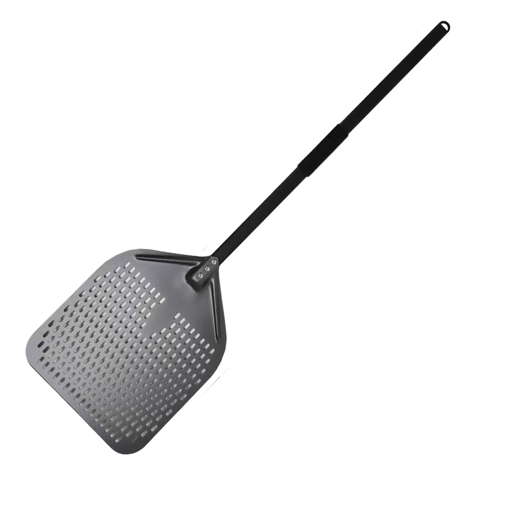 Anygleam Pizza Shovel 33 cm x 114cm Dark Grey for Perforated Peel with Metal Handle Oven Turning Baking Accessory-Spatula and Shovel-PEROZ Accessories