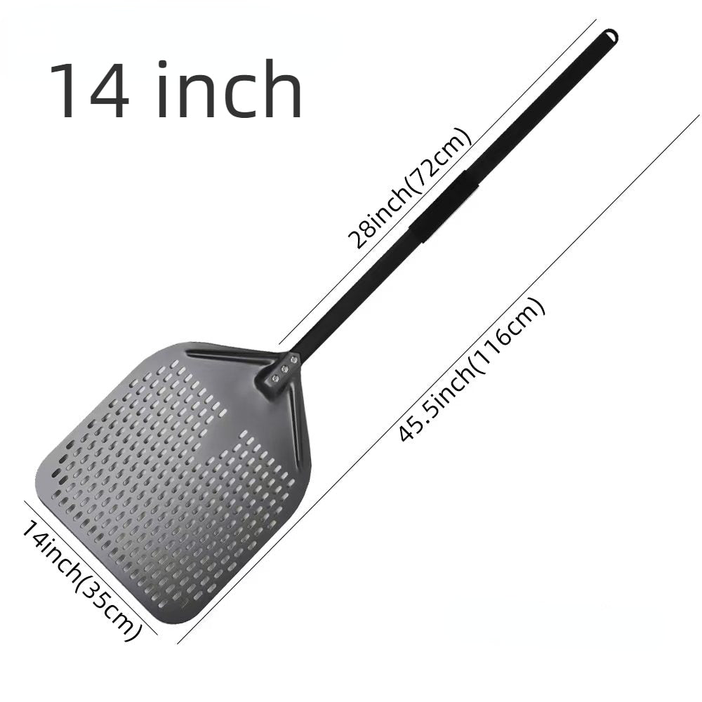 Anygleam Pizza Shovel 35 cm x 116cm Dark Grey for Perforated Peel with Metal Handle Oven Turning Baking Accessory-Spatula and Shovel-PEROZ Accessories