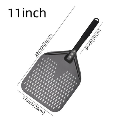 Anygleam Pizza Shovel 28cmx58cm Dark Grey for Perforated Peel with Metal Handle Oven Turning Baking Accessory-Spatula and Shovel-PEROZ Accessories