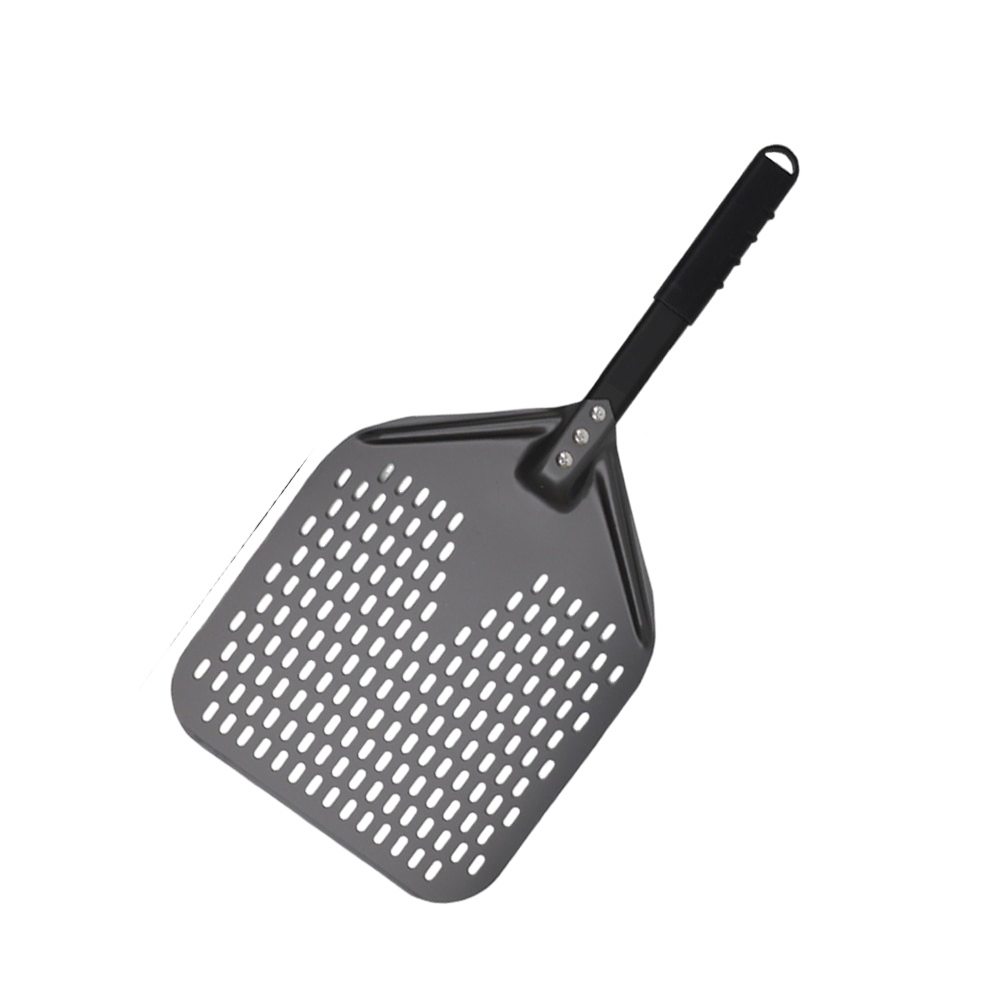 Anygleam Pizza Shovel 28cmx58cm Dark Grey for Perforated Peel with Metal Handle Oven Turning Baking Accessory-Spatula and Shovel-PEROZ Accessories